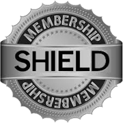 Silver badge with writing Membership Shield
