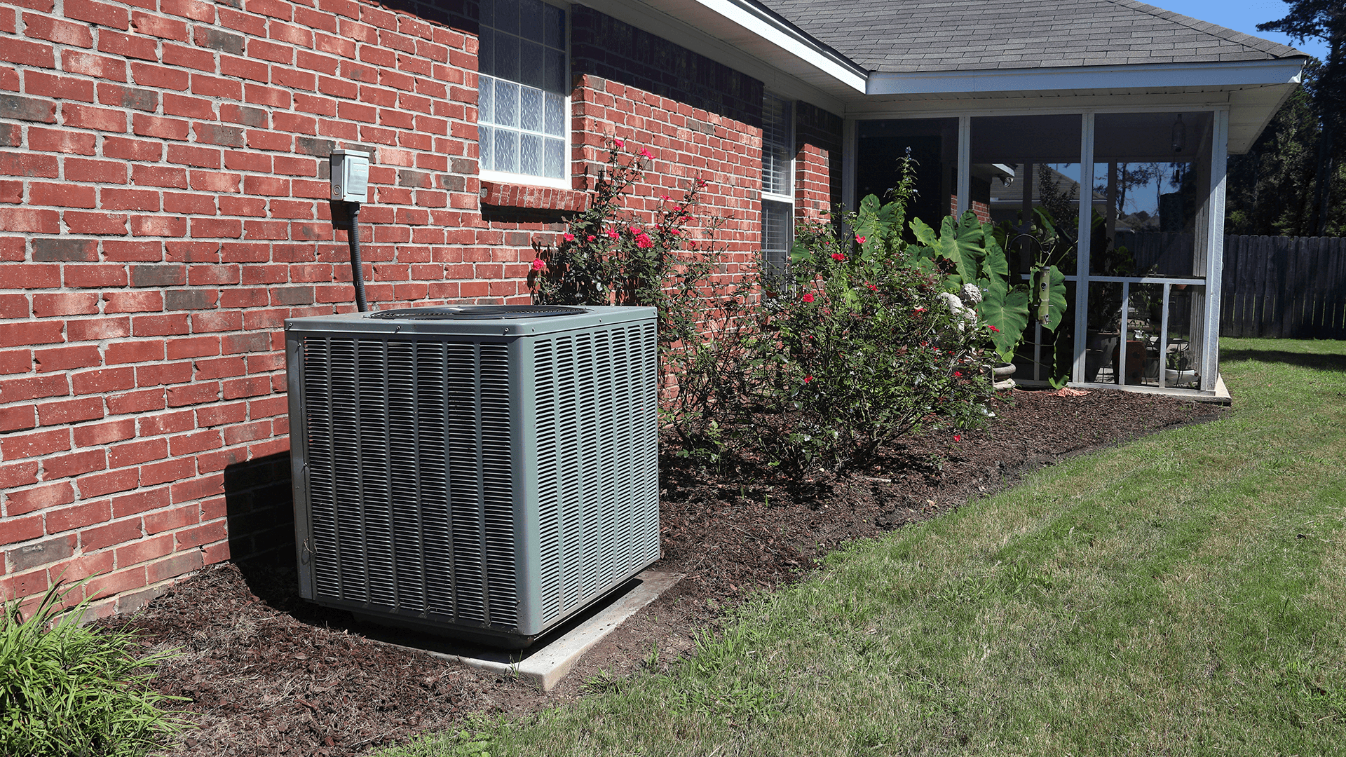 HVAC unit outside in garden